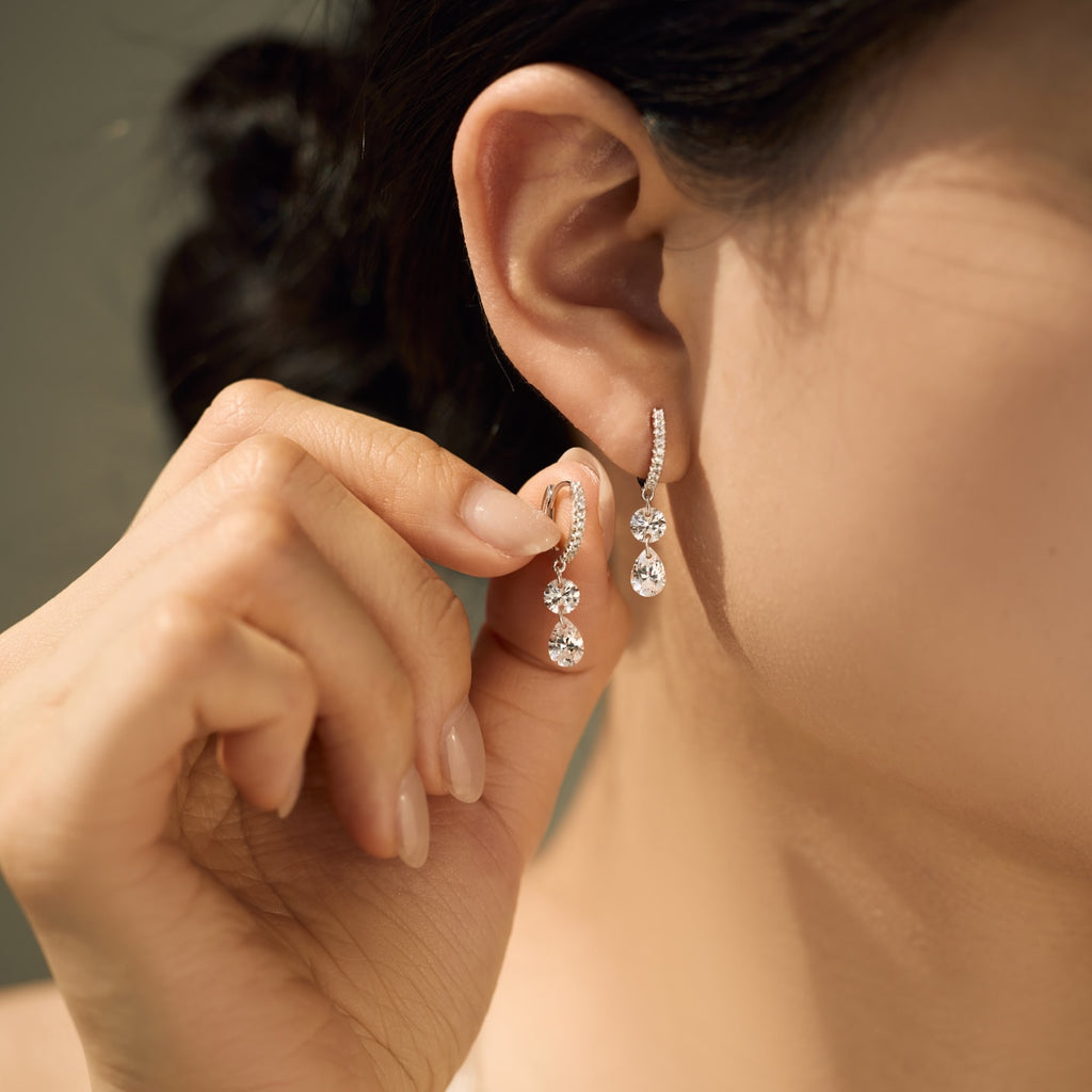 Aretes Colgantes Gota de Cristal